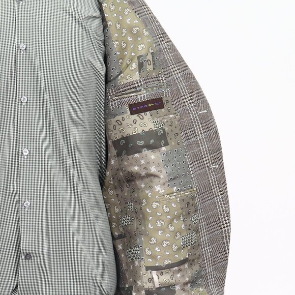 ETRO 44S Brown Check 2-Button Sport Coat Blazer Jacket T142 - Picture 10 of 11